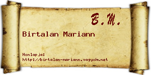 Birtalan Mariann névjegykártya