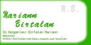 mariann birtalan business card